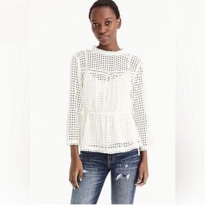 NWT J. Crew Point Sur Eyelet Top in off white